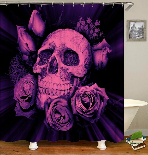 Purple Oriental Skull Shower Curtain