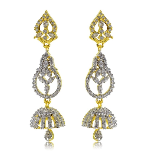 CZ Pearl Dropping with Gold Plated For Women & Girls (Size-5.5CM)