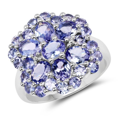 3.91 Carat Genuine Tanzanite .925 Sterling Silver Ring