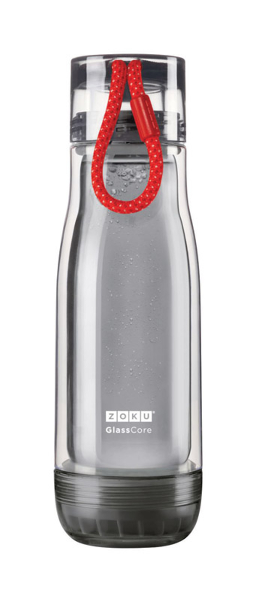 Zoku 6506216 16 oz Gray Glass BPA Free Water Bottle