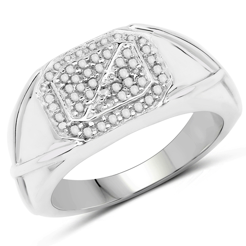 14K White Gold Plated 0.24 Carat Genuine White Diamond .925 Sterling