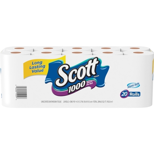Kimberly Clark KCC20032 1000 Sheets Bath Tissue - 1 Ply, White