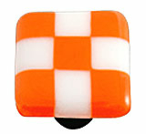 Hot Knobs HK7001-KA Opal Orange & White Squares Glass Cabinet Knob - A