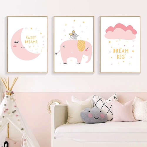 Cartoon Sweet Dreams Elephant Nursery Decor New