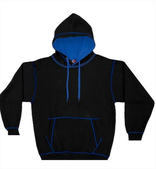 DDI 2327406 Cotton Plus Contrast Hooded Pullover - Black/Royal  Small 