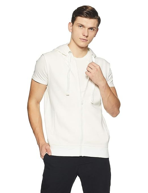 Men's Cotton Hooded Neck Regular Fit Tshirt (Size-S) (Color-WHITE)