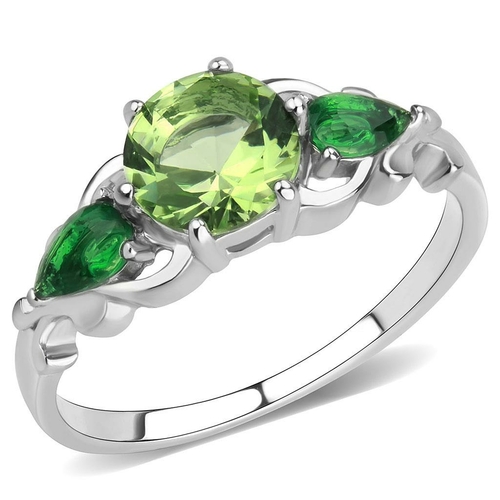 Women No Plating Stainless Steel Ring with Synthetic in Peridot - Size