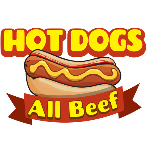 SignMission D-DC-8-Hot Dogs 8 in. Hot Dogs Concession Decal Sign with 