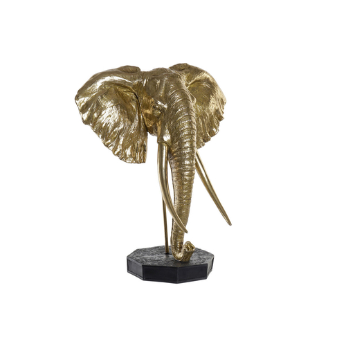 Decorative Figure DKD Home Decor Elephant Black Golden Metal Resin (60