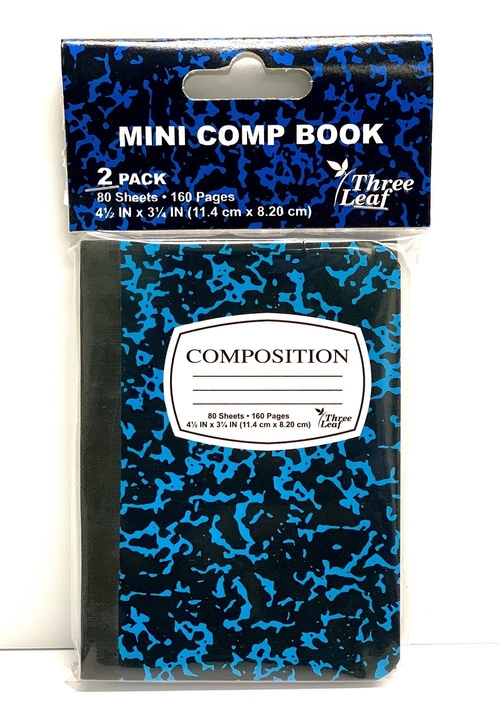 Three Leaf Mini Marbled Composition Books, 2 Pack - 72 Count, 80