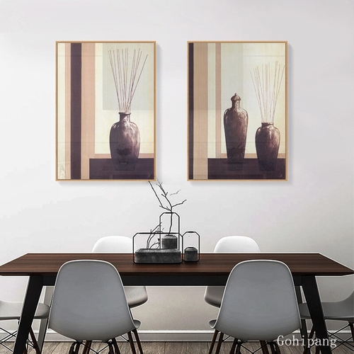 Abstract Flowers Vase Art Print Vintage Painting