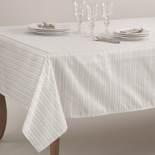 65 x 120 in. Rectangle Gloria Stitched Design Tablecloth, Ivory