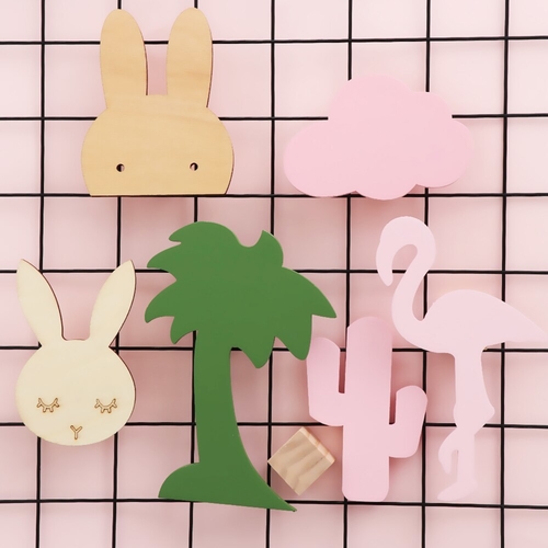 Cute Wooden Clothes Hook For Kids Room Wall