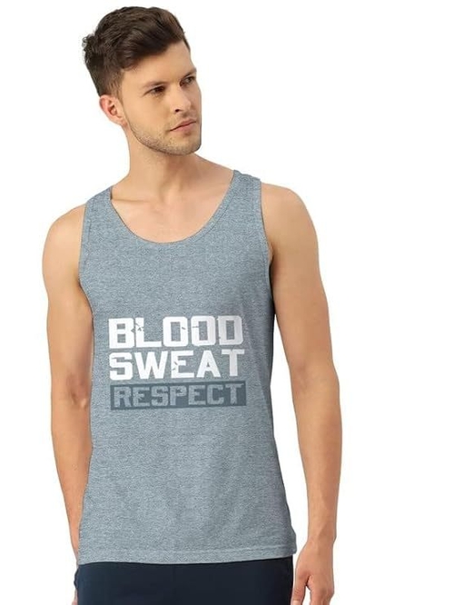 Men's Regular Cotton Printed Vest (SIZE-S) (Color-GREY)