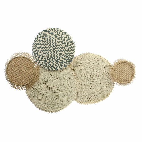 Wall Decoration DKD Home Decor Linen Rattan Circles (96 x 6 x 60 cm)