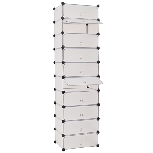 Interlocking Shoe Organizer with 10 Compartments White