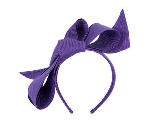 Large purple bow racing fascinator