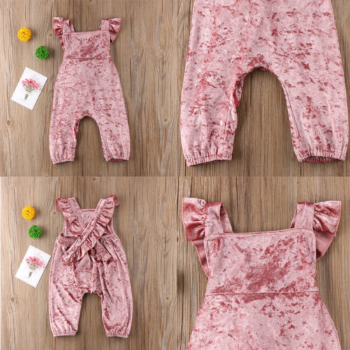 Fashion Newborn Baby Girls Velvet Pink Romper