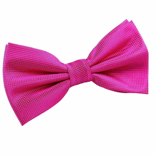 Solid Check Pre-Tied Bow Tie - Fuchsia Pink