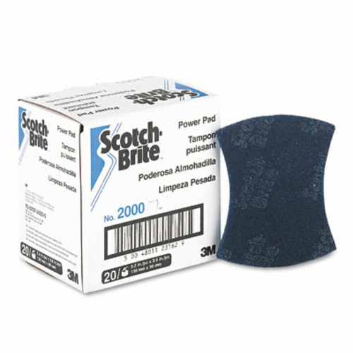 Scotch-Brite 2000CC Power Pad- Blue- 3-7/8 x 5-1/2- 20/Carton