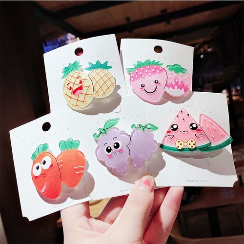 New Girls Cute Cartton Fruits Acrylic Hairpins