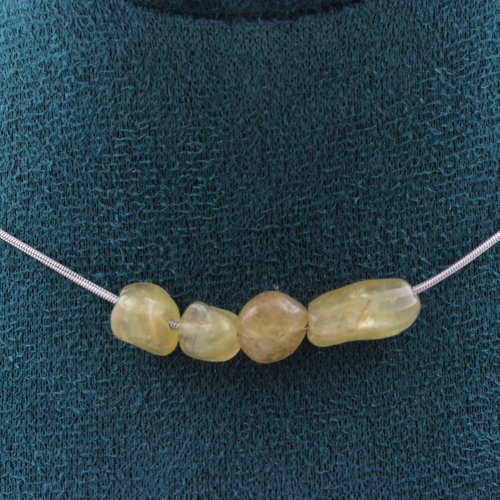 Yellow Apatite from Madagascar 4 beads necklace.