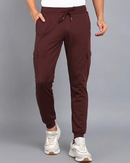 Men Solid Wine Track Pants Size XL