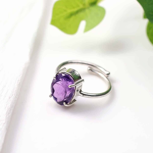Amethyst Diamond Cut Ring