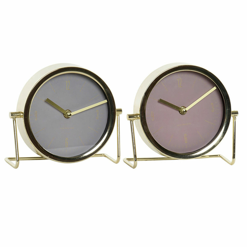 Table clock DKD Home Decor Golden Beige Pink Metal Crystal Iron Scandi