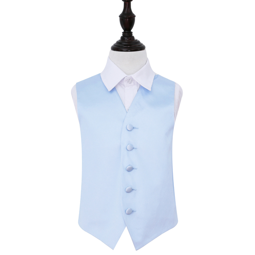 Plain Satin Waistcoat - Boys - Baby Blue, 28'