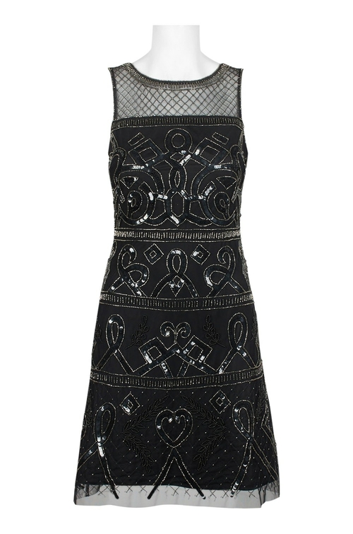 Adrianna Papell Boat Neck Embellished Sleeveless Bodycon Zipper