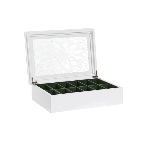 Box for watches DKD Home Decor White Crystal MDF Wood 29 x 20 x 9 cm