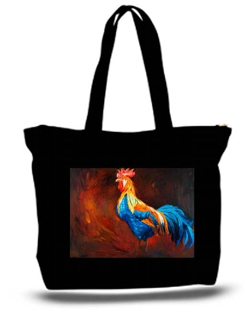 Painted Rooster Large Tote Grocery & Stuff Bag