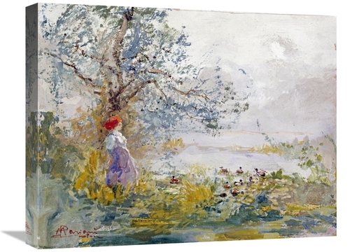 Global Gallery GCS-268286-22-142 22 in. A Peasant Girl & Ducks Art Pri