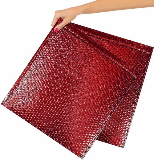 Pack of 10 Red Metallic Bubble Mailers 6.5 x 10.5. Red Padded