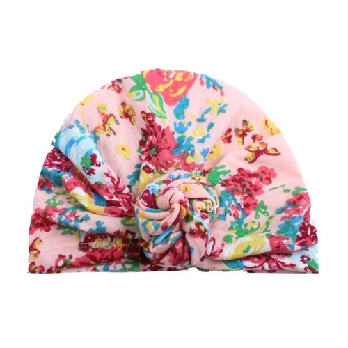 Baby Winter Hat Floral Printing Knot Elastic