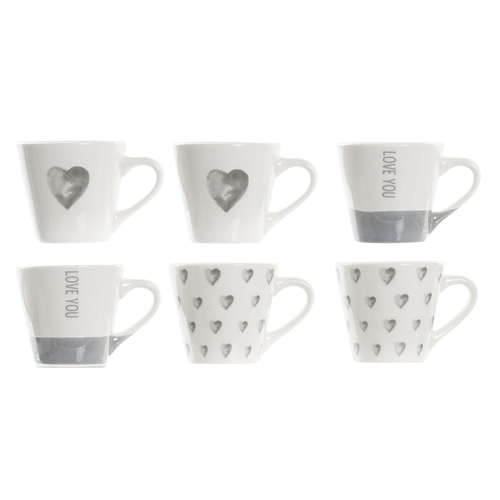 Piece Coffee Cup Set DKD Home Decor Grey Porcelain Plastic 90 ml