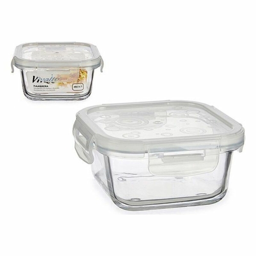 Lunch box Vivalto Transparent Glass Silicone Crystal (400 ml) (12,5 x
