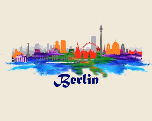 City of Berlin Germany  Skyline Art Cityscape Mouse Pad