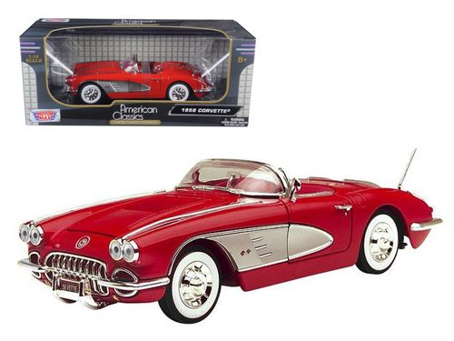 1958 Chevrolet Corvette Convertible Red 1/18 Diecast Model Car by