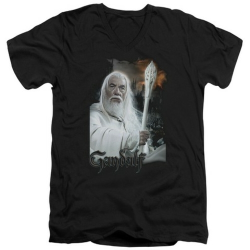 Trevco Lor-Gandalf Short Sleeve Adult V-Neck 30-1 Tee- Black - Medium