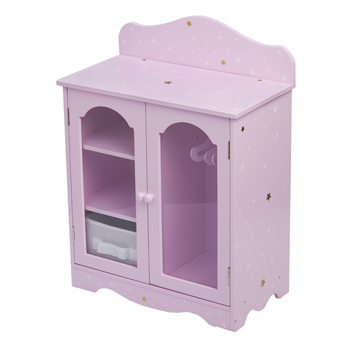 Olivia's Little World Purple Wooden Doll Wardrobe