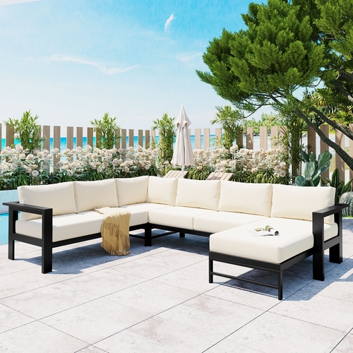 U-shaped multi-person outdoor sofa set, suitable for gardens,