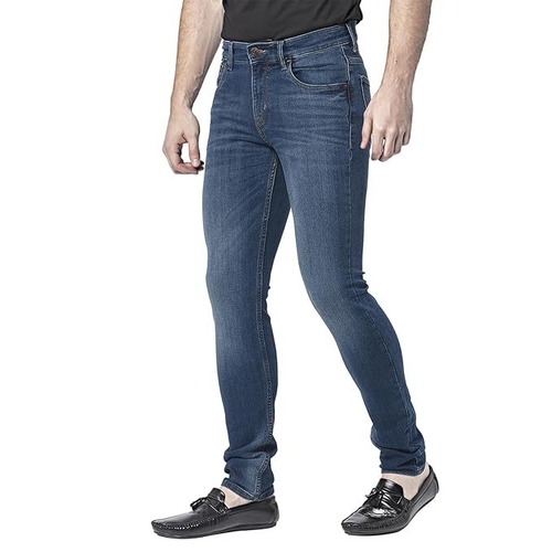 Men's Mid Rise Slim Fit Solid Denim Jeans (Size-M) (Color-BLUE)