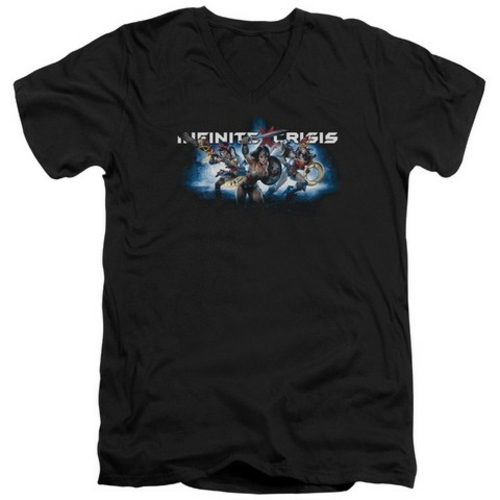 Trevco Infinite Crisis-Ic Blue Short Sleeve Adult V-Neck 30-1 Tee- Bla