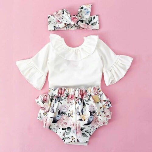 Newborn Kids Baby Girl Ruffle Tops Floral