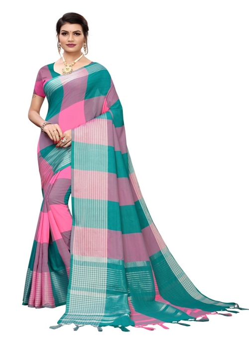 Generic Women's Cotton Saree (Multi, 5-6 Mtrs)