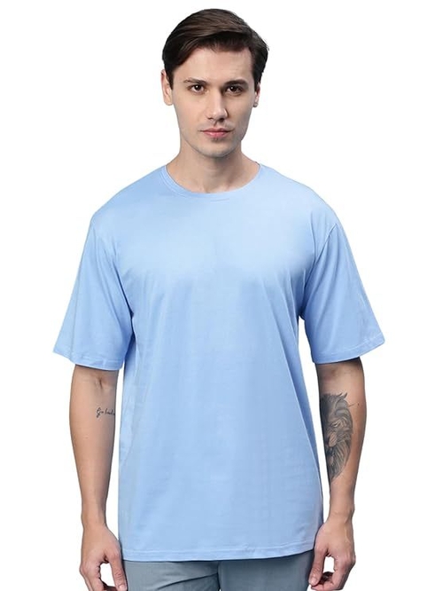 Oversized Baggy Fit Drop Shoulder Half Sleeves Round Neck Solid Pure