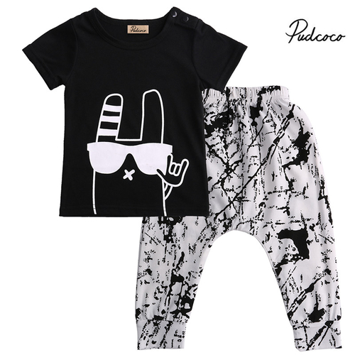 2pcs Newborn Toddler Kids Short Sleeve Sets Infant