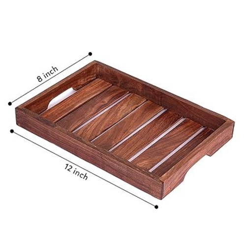 Wooden Tray for Serving, Rectangular Wooden Tray Organizer, Wooden